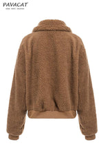Teddy Bear Furry Faux Fur Jacket Coat Simplee 