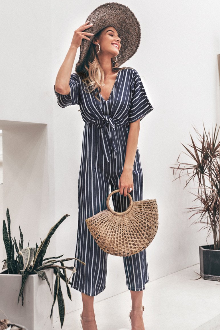 Tell The News Striped Jumpsuit - Pavacat