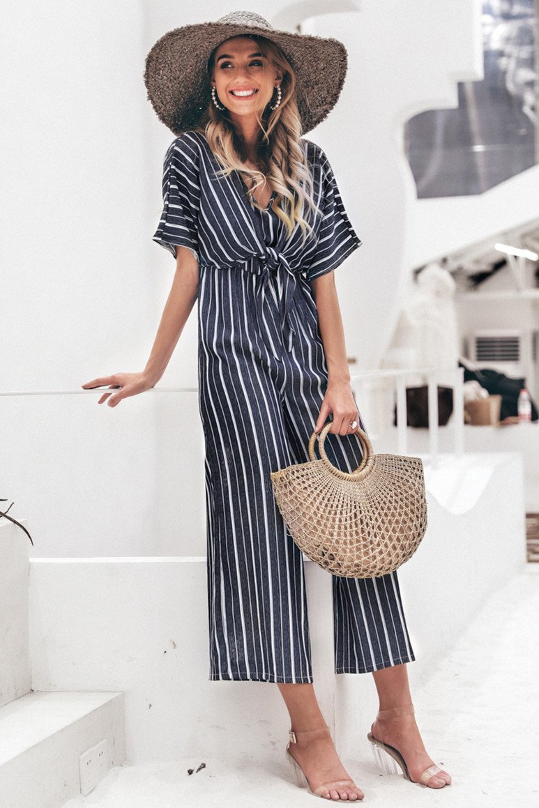 Tell The News Striped Jumpsuit - Pavacat