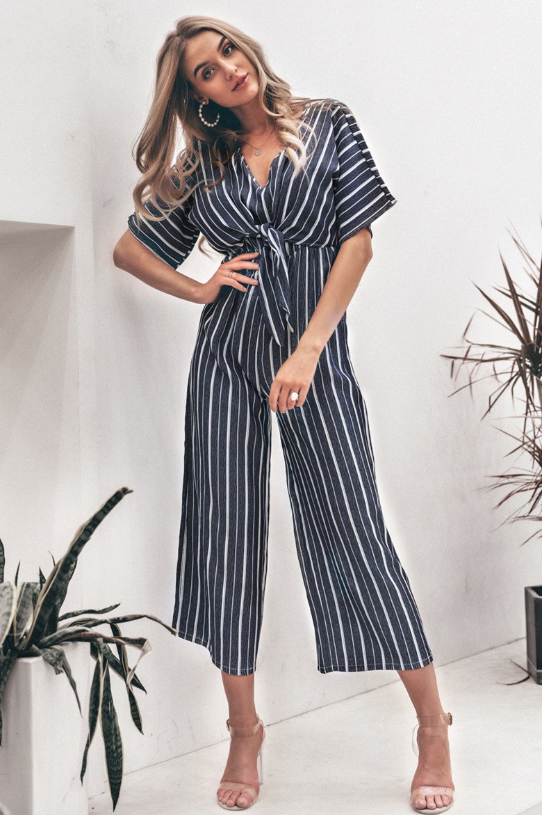 Tell The News Striped Jumpsuit - Pavacat