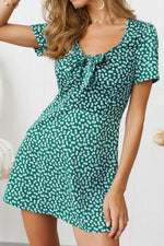V Neck Bowknot Short-sleeved Dress - Pavacat