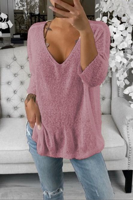 V Neck Casual Sweater - Pavacat