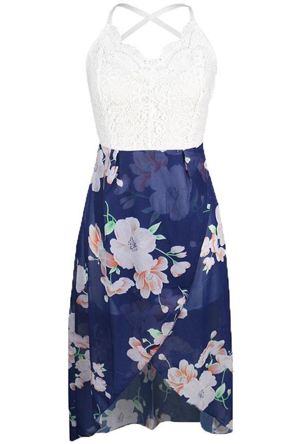 Ethnic Floral Sleeveless Ruffle Dress Dress 5201904110331 