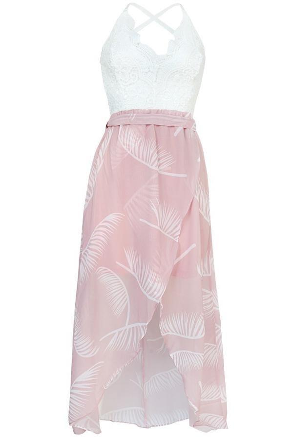 Ethnic Floral Sleeveless Ruffle Dress Dress 5201904110331 
