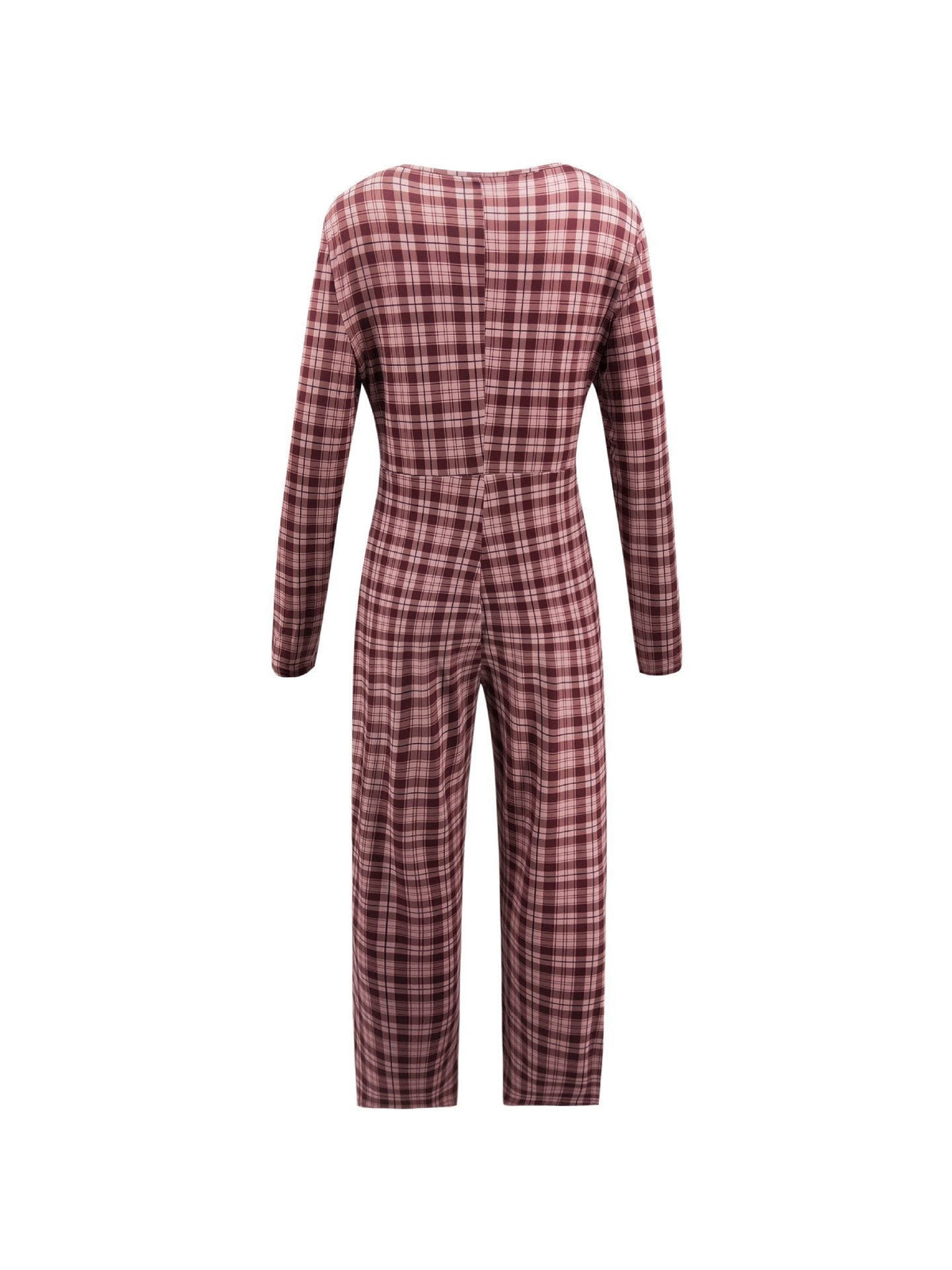 V Neck Plaid Jumpsuit Jumpsuits & Rompers 5201901221602 
