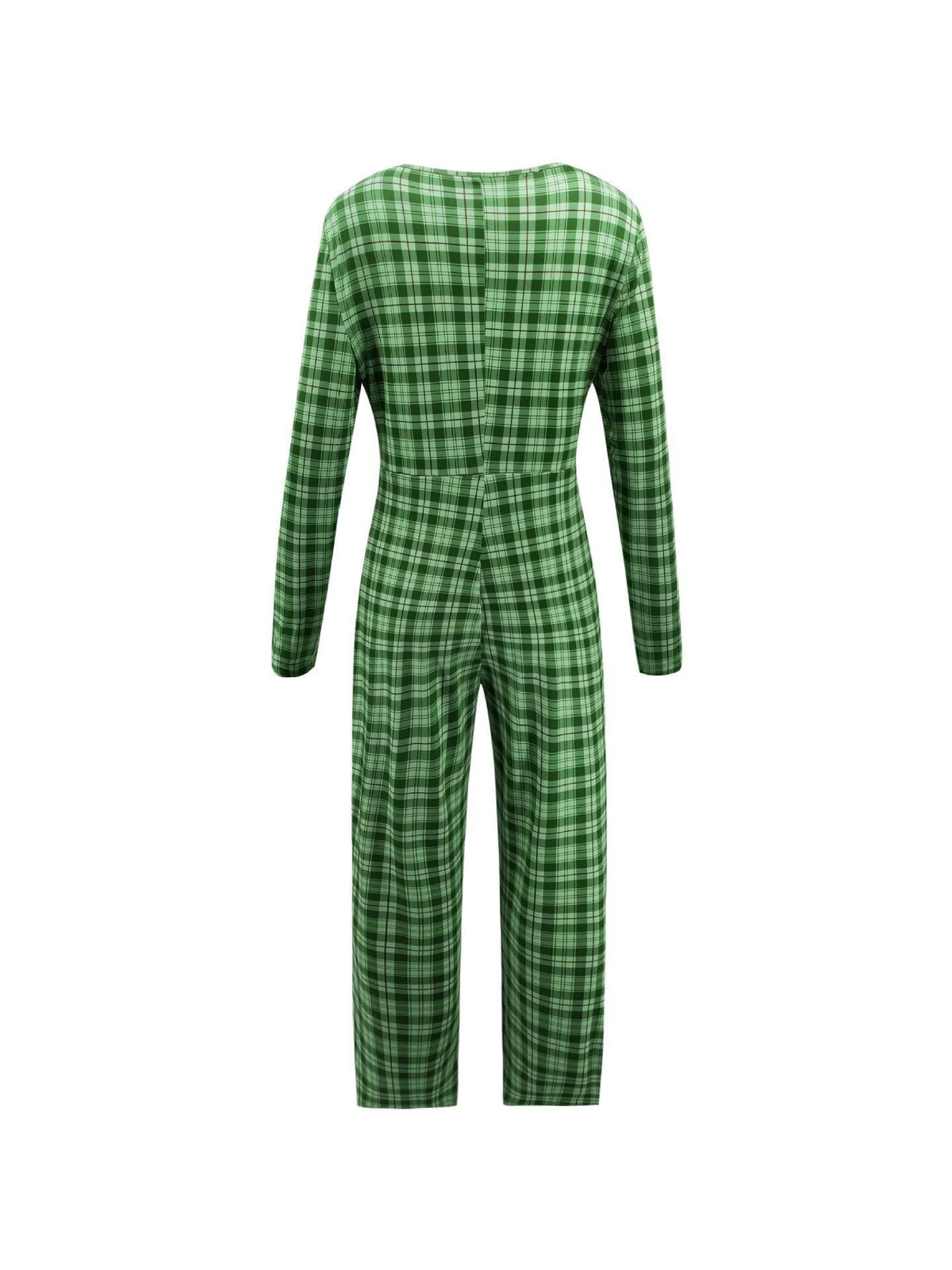 V Neck Plaid Jumpsuit Jumpsuits & Rompers 5201901221602 