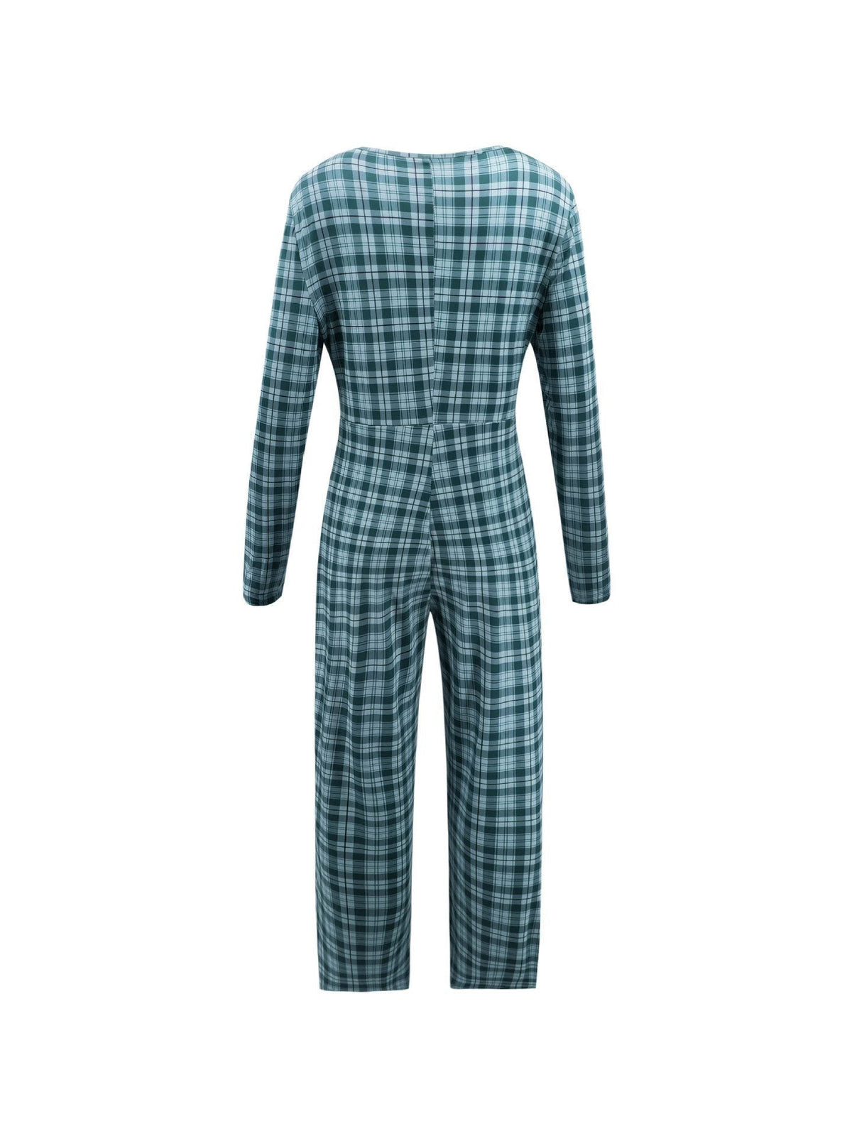 V Neck Plaid Jumpsuit Jumpsuits & Rompers 5201901221602 