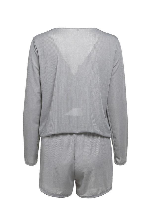 V Neck Top And Shorts Set Jumpsuits & Rompers 5201902090929 
