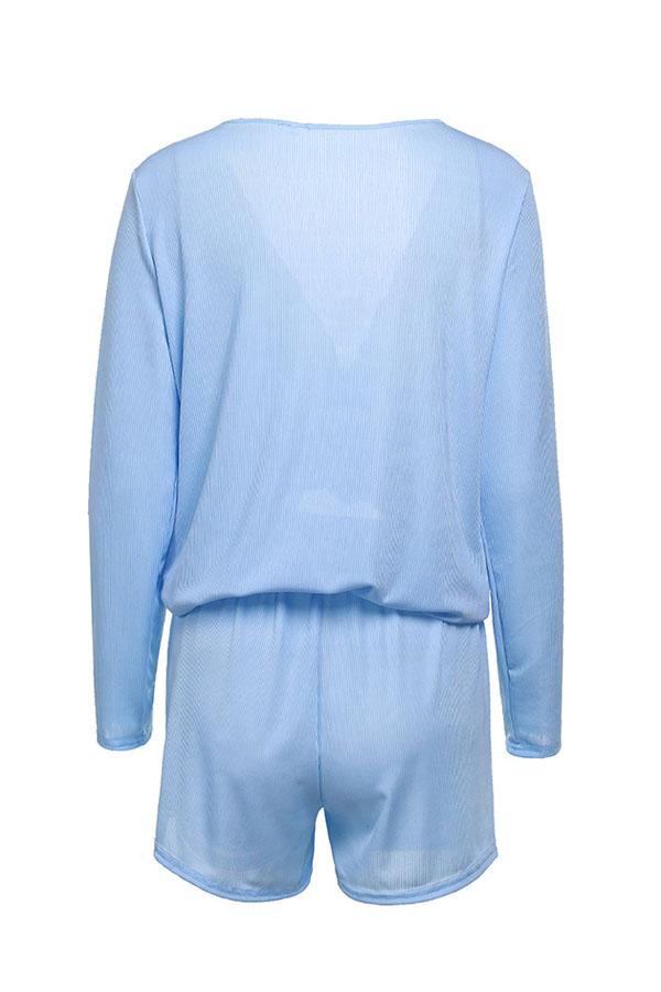 V Neck Top And Shorts Set Jumpsuits & Rompers 5201902090929 