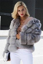 Vintage Fluffy Faux Fur Coat Coat Simplee S Gray 