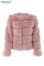 Vintage Fluffy Faux Fur Coat Coat Simplee S Pink 