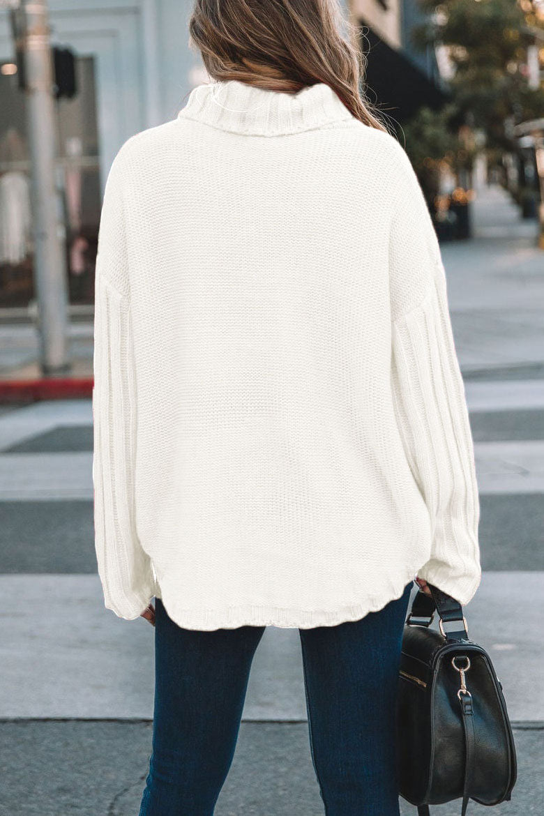 Pull surdimensionné en tricot à col roulé et poche kangourou