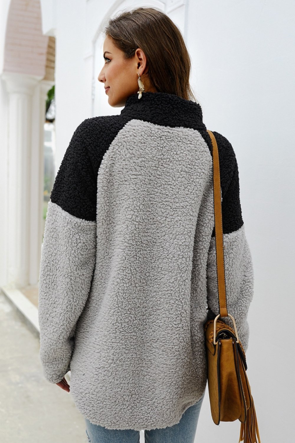 Winter High Neck Buttons Plush Coat - Pavacat