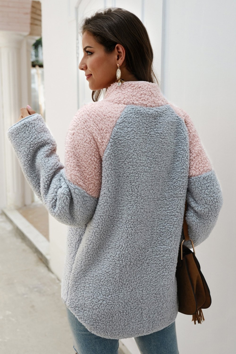 Winter High Neck Buttons Plush Coat - Pavacat