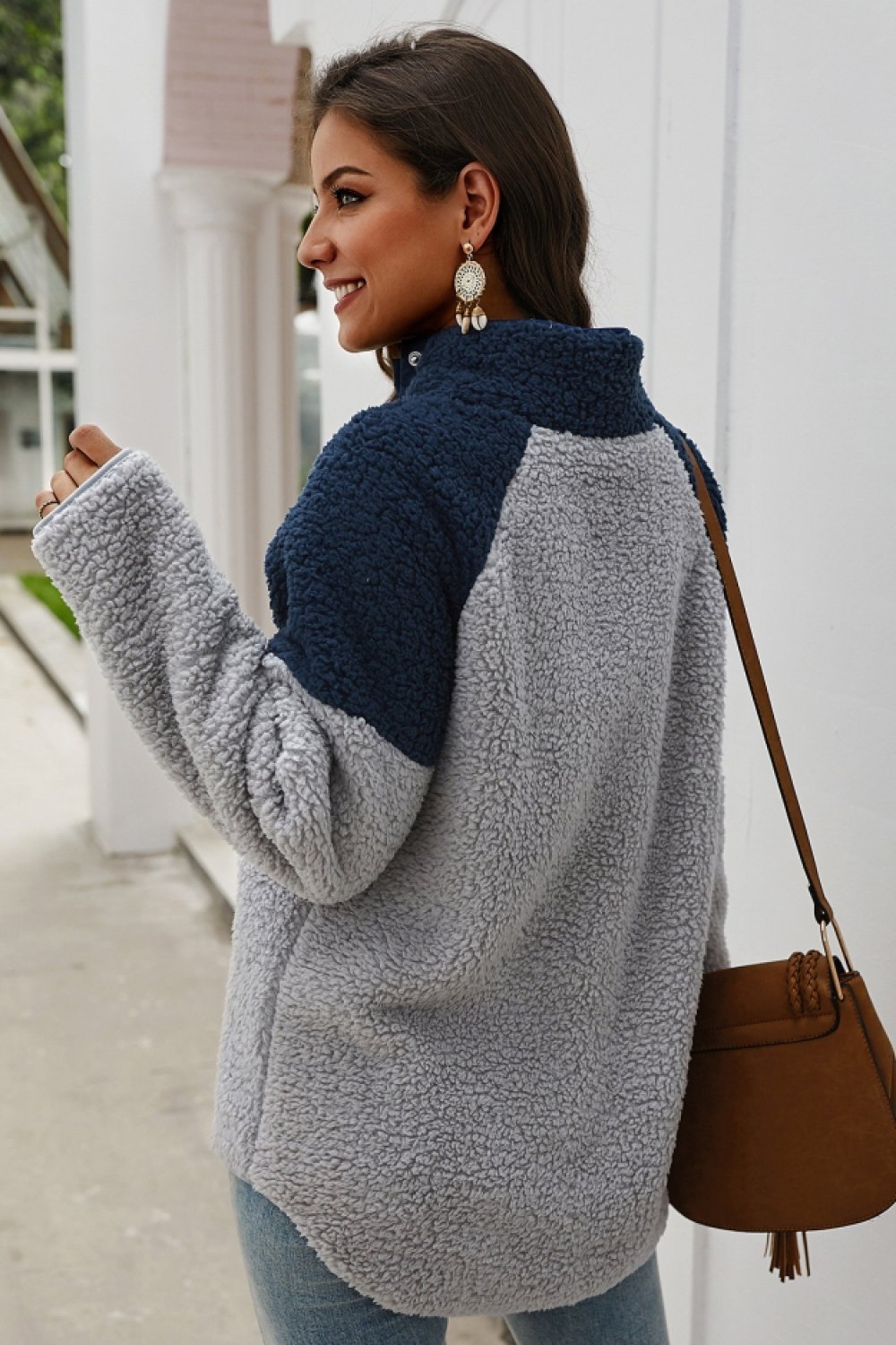 Winter High Neck Buttons Plush Coat - Pavacat